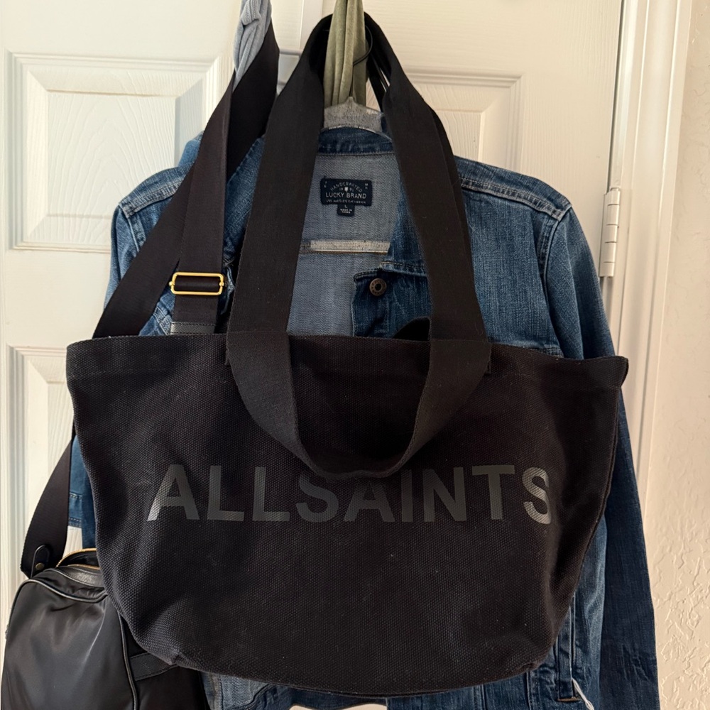 ALL SAINTS Celeste Clarendon Canvas Tote Black - Picture 3 of 14